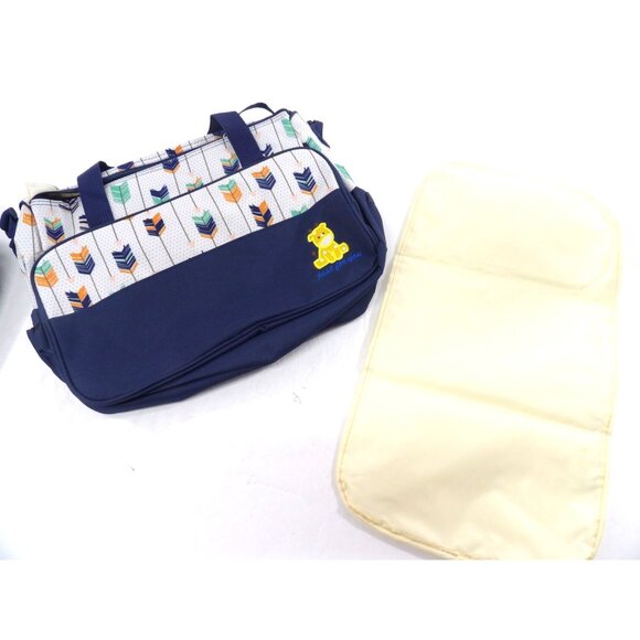 Diaper Travel Bag 5 Piece Matching Set Deep Blue Zipper Compartments NEW - Picture 4 of 11